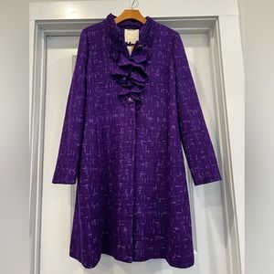 KATE SPADE wool coat, purple, NWOT. Drop in pockets, lined, warm! Size 8